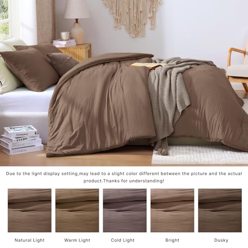 Oversized King Comforter Set - 3 Pieces Brown Soft Bedding - 120"x98"