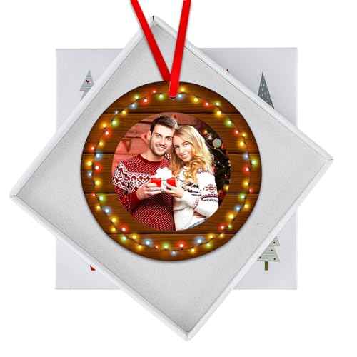 SICOHOME Our First Christmas Together 2025-3" Personalized Christmas Picture Frame Ornament,Rustic 1st Married Christmas Ornament,First Married for Boyfriend Girlfrien New Couples