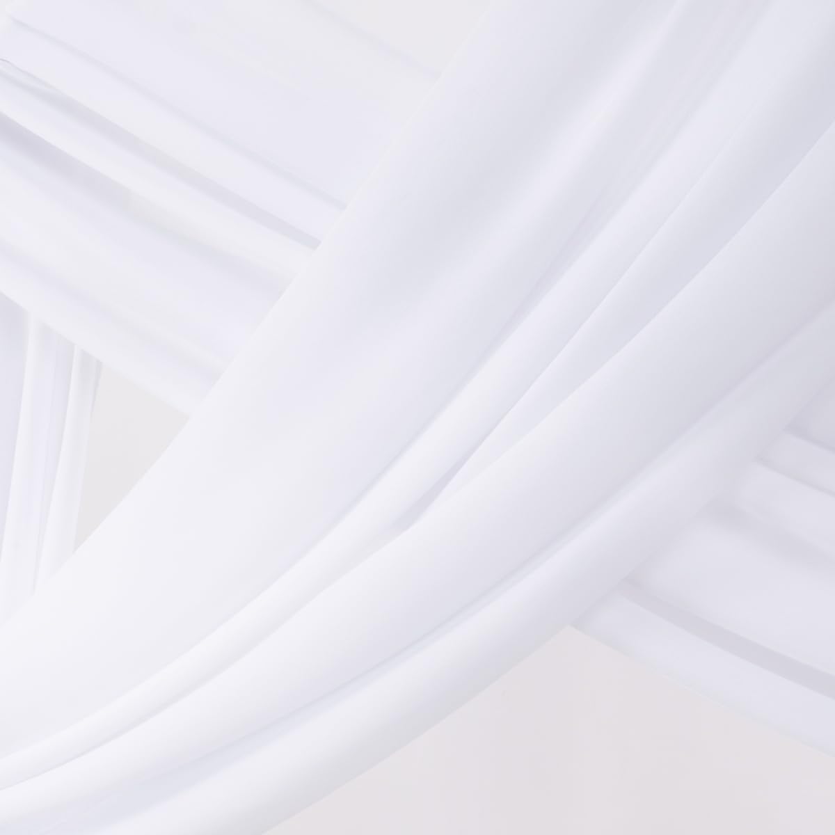 Socomi Wedding Arch Draping Fabric - 1 Panel 29" x 19Ft White Sheer Chiffon Curtain for Events