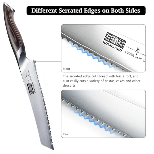 HOSHANHO 8-Inch Ultra Sharp Japanese Serrated Bread Knife - Professional Kitchen Tool