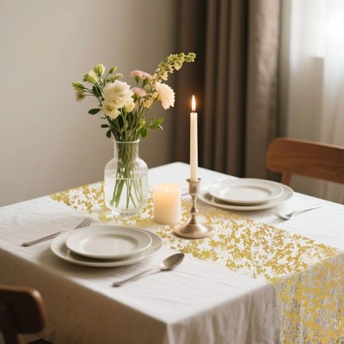 Gold Table Runner Roll 5 Yards Sequin Glitter Mesh for Wedding & Party Decor