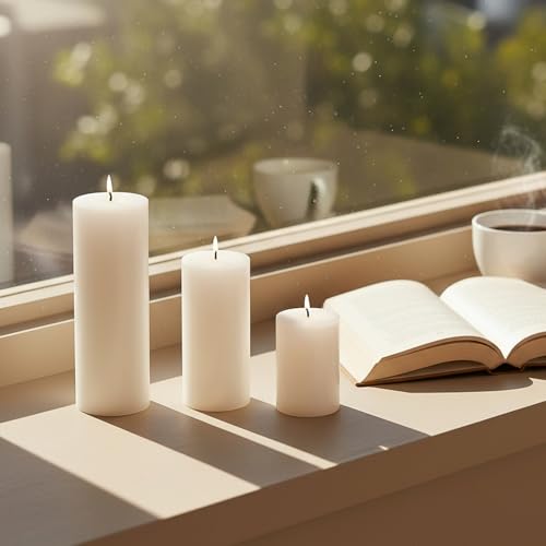 White Pillar Candle Set - 36 Bulk Candles with Flat-Top Design 2x3/4/6 Inch - Dripless & Smokeless for Weddings, Home Decor