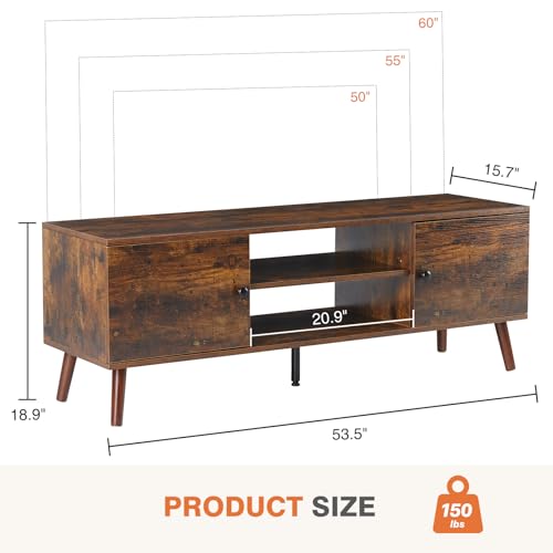 TV Stand for 55 60 Inch TVs with Storage Cabinets and Open Shelf