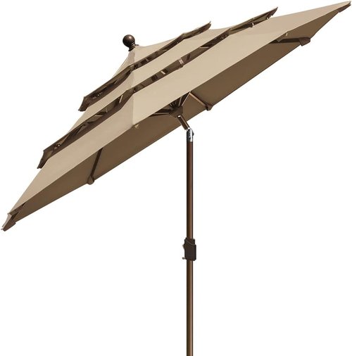 EliteShade USA 9Ft Market Umbrella - 10-Year Non-Fading, Ventilated Design in Heather Beige