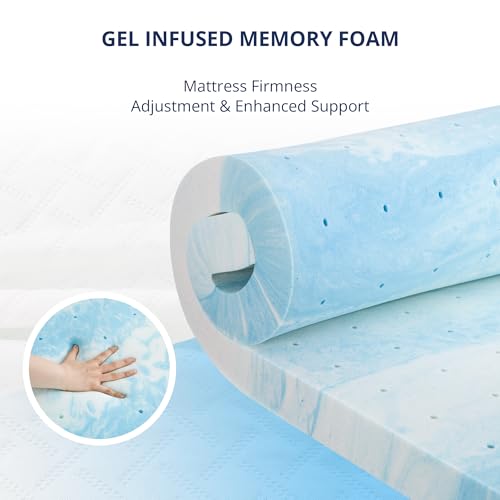 EGOHOME 3-Inch Twin Memory Foam Mattress Topper with Removable Cover – Cooling Gel Support