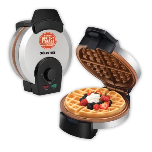 Gourmia Belgian Waffle Maker with Nonstick Ceramic Plates, Deep Pockets, Adjustable Browning