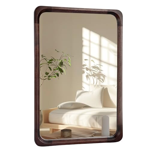 Solid Wood Bathroom Mirror for Wall 24 x 36 Inch, Rustic Rectangle