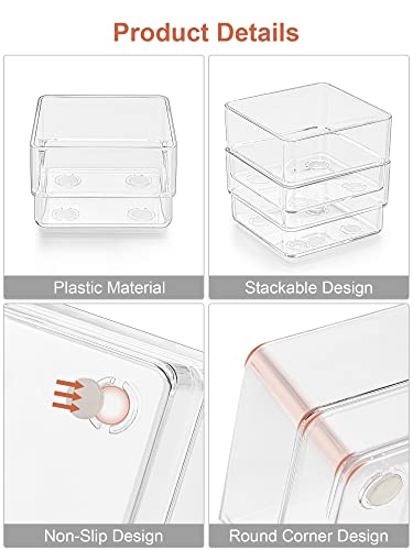 Large Clear Drawer Organizer Set - 29 Pieces, 4 Sizes, Stackable, Non-Slip