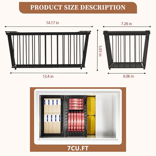 Black 4 Pack Freezer Organizer Bins - Leak-Proof, Stackable, Heavy-Duty