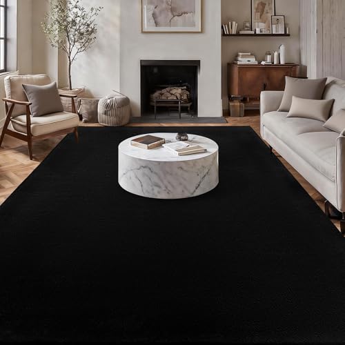 Black 6x9 Feet Memory Foam Rug for Living Room and Bedroom - Non-Slip, Washable