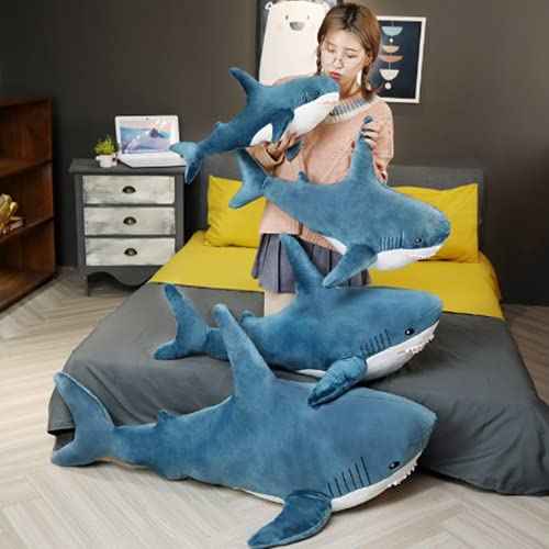 Shark Stuffed Animal Plush,Soft Shark Plush Pillow Toy,Plush Large Shark Toys for Home Decoration Kids Gift (Blue, 24 inches)