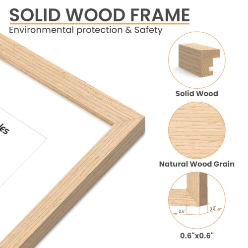 Upsimples 24x36 Natural Solid Wooden Picture Frame for Nursery Decor - 1 Pack