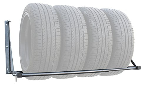 MaxxHaul Adjustable Wall Mount Folding Tire Rack - Grey, Supports 4 Tires