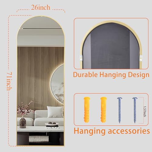 AUYHM Gold Arch Full Length Mirror 71x26 Inches Standing Wall Mirror for Bedroom