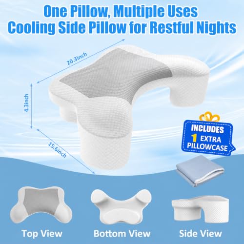 MONSAO Side Sleeper Pillow with Arm Hole - Ergonomic Memory Foam Neck Support