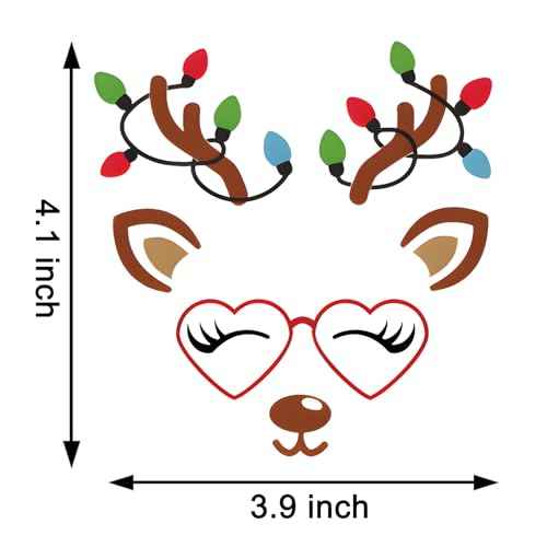18 PCS Christmas Reindeer Face Stickers for Ornaments, Vinyl Decals DIY Craft Art Stickers for Christmas Ball/Water Bottles/Wine Glass, for Home Window Sticker Party Decorations