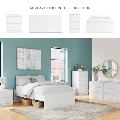 White Nightstand with 2 Drawers - Modern Minimalist Bedside Table