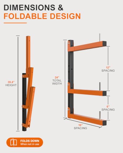 Acools B-3 Pack Heavy Duty Wall-Mounted Lumber Storage Racks 1080 lb Capacity