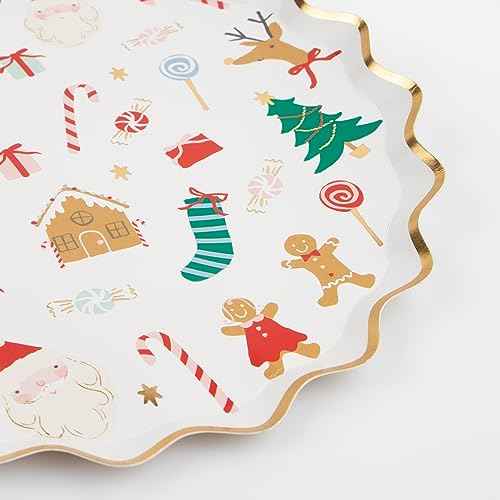 Meri Meri Christmas Party Plates (Pack of 8), Disposable Plates for Party, Christmas Paper Plates with Scalloped Edge