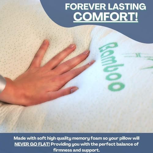DreamField Linen Bamboo Rayon Standard Set of 2 Adjustable Shredded Memory Foam Sleeping Pillows 26x20"