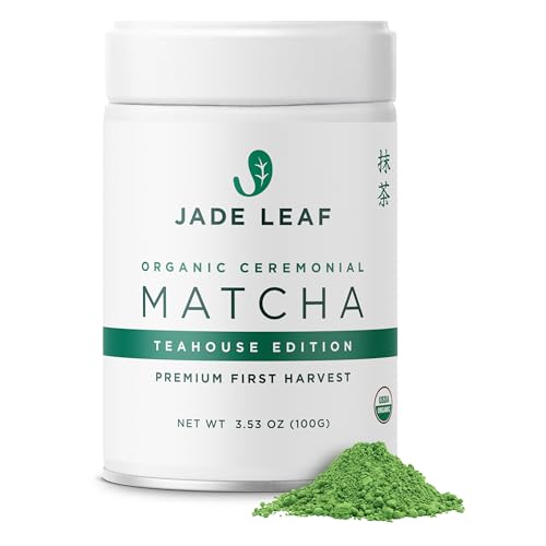 Jade Leaf Ceremonial Grade Matcha Powder in 3.53 oz Tin - First Harvest, Organic, Vegan