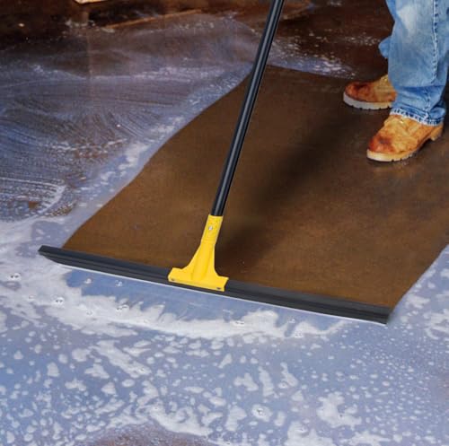 Yellow 30-Inch Heavy Duty Rubber Floor Squeegee for Concrete & Tile