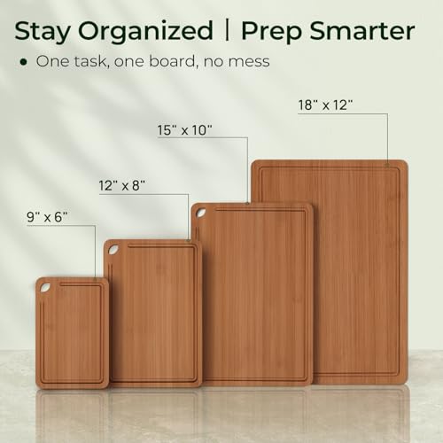 Keechee Carbonized Bamboo 4-Piece Cutting Board Set - Brown