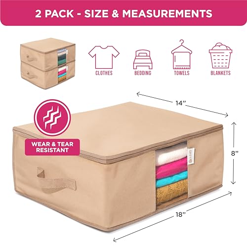 Beige Cedar Clothes Storage Bags - Set of 2 Wardrobe Organizers for Seasonal & Closet Storage