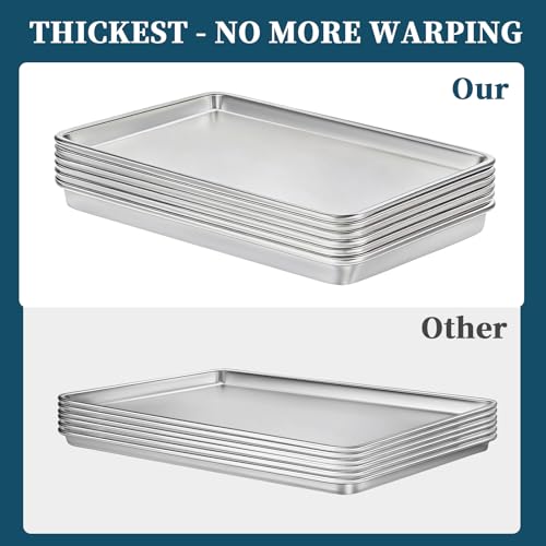 Bastwe 6 Pack Full Size Commercial Aluminum Baking Sheets 26x18 Inch