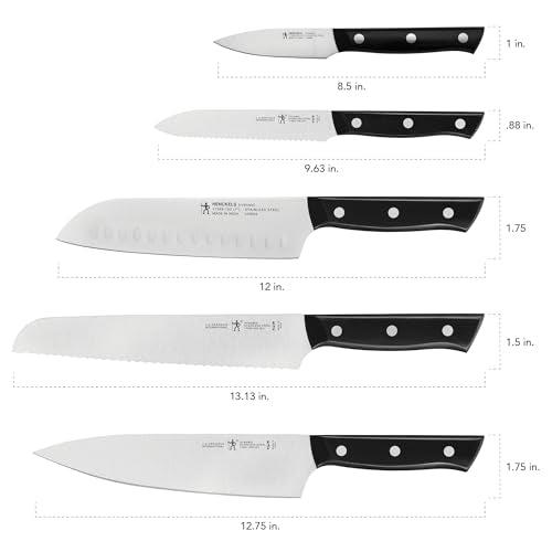 Henckels Dynamic 5-Piece Kitchen Knife Set with Chef, Bread, Utility, Paring & Santoku