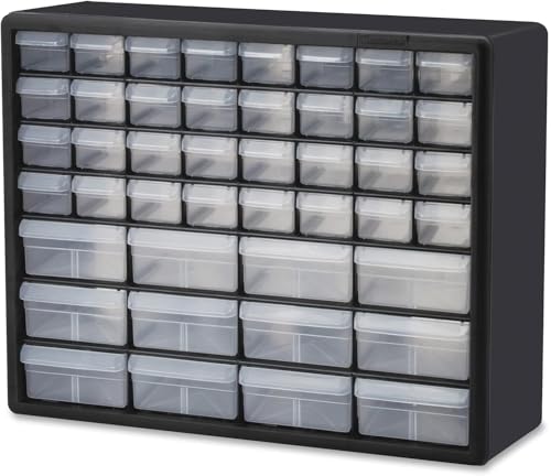 Black 44-Drawer Plastic Storage Cabinet - Heavy Duty Garage Organizer - 20W x 6D x 16H - Variation of THIS listing