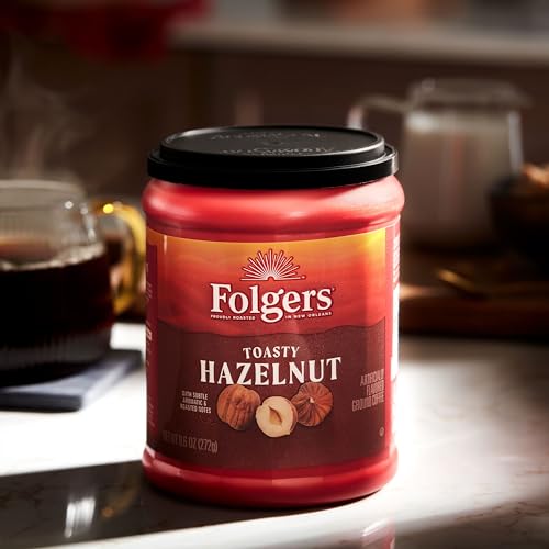 Folgers Toasty Hazelnut Ground Coffee - Pack of 6, 9.6 oz Canisters