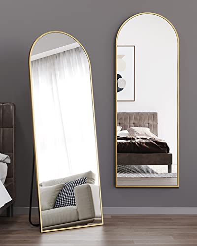 ITSRG Gold Full Length Floor Mirror with Stand 59" x 18" Arched Wall & Freestanding