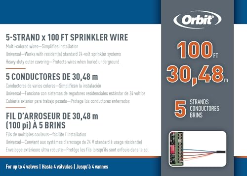 Orbit Underground Sprinkler Wire, 5-Strand, 100 ft, 18-Gauge - 57093