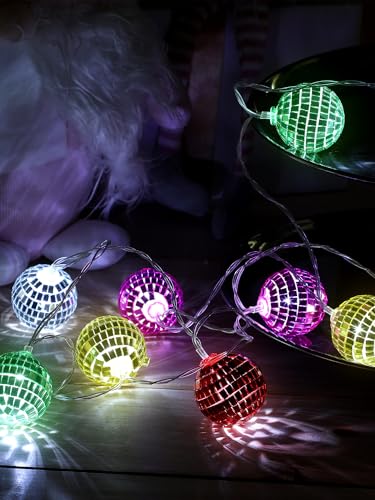 BBTO Christmas LED Disco Ball String Lights 1.57 Inch Mixed Colors Party Decor