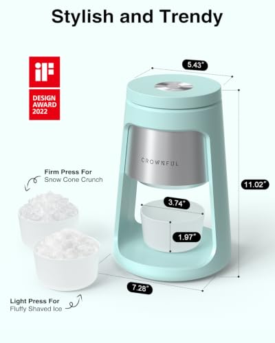 Electric Ice Shaver Machine - Blue 130W Snow Cone & Slush Maker with 2 Cups