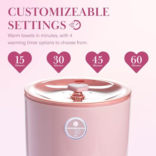 Pink Luxury Towel Warmer with Aromatherapy, Touchscreen Control, 20L Capacity