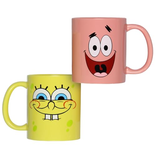 SpongeBob & Patrick 11oz Ceramic Mug Set - Nickelodeon Cartoon Coffee Cups