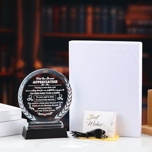 Nurse-Olive LED Crystal Plaque Gift for Nurses and Healthcare Heroes