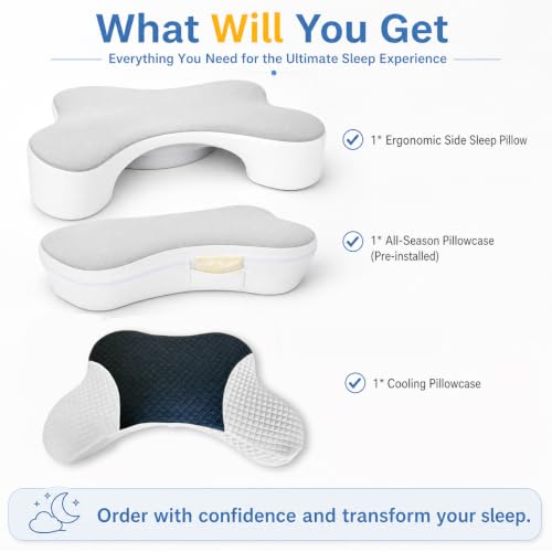 Side Sleeper Pillow with Arm Hole - Ergonomic Memory Foam for Shoulder Pain