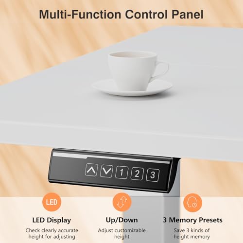 Sweetcrispy White 40x24 Inch Electric Standing Desk with Memory Presets