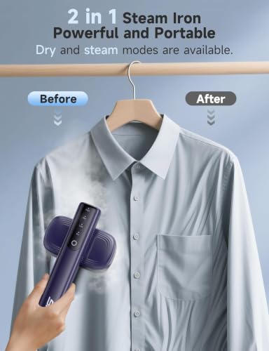 Light Blue Jazz Garment Steamer Quick Wrinkle Removal - 2-in-1 Travel Iron