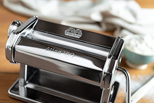 Marcato Atlas 150 Manual Pasta Machine with 150mm Roller, Chrome Steel, Italy-made