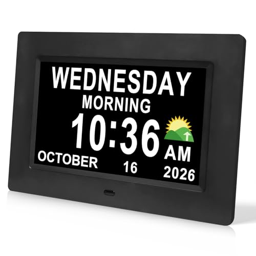 SSINI Digital Calendar Dementia Alarm Clock with Day and Date for
