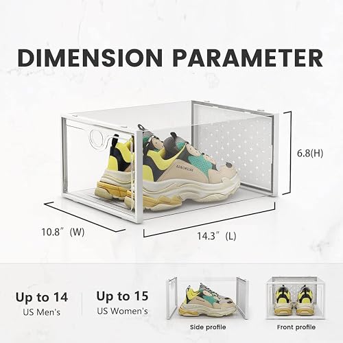 Pinkpum XXL 12 Pack Clear Stackable Shoe Storage Boxes - Large Capacity, Breathable, Easy Assembly