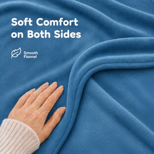 Electric Heated Blanket Full Size 72x84 Teal Flannel with 4 Heat Settings & Timer - Overheat Safe, Machine Washable, ETL Certified - Variation 02-teal