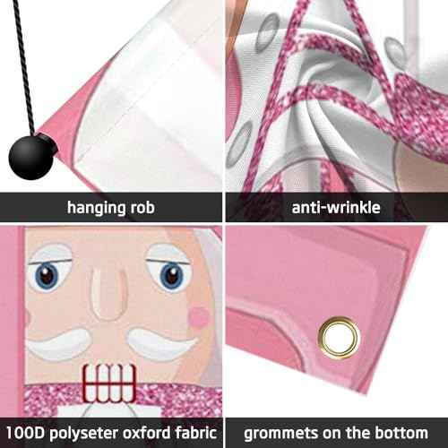 Lofaris Pink Nutcracker Christmas Porch Banner ? Welcome Hanging Sign for Indoor and Outdoor Decoration, Home Party, and Birthday Supplies