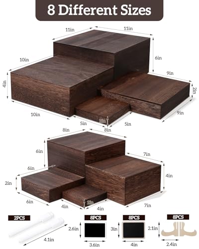 Wooden Buffet Risers with Mini Chalkboard Signs - 8 Sizes for Party & Dessert Displays