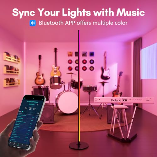 RGB+IC Corner Floor Lamp with App & Remote Control - Obsidian Black