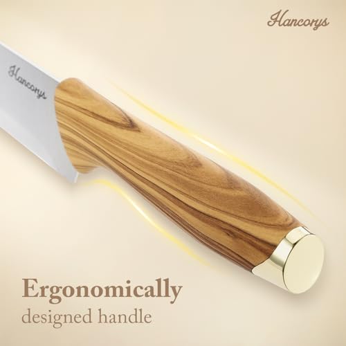 Hancorys Gold Wood 15-Piece Kitchen Knife Set with Block & Sharpener